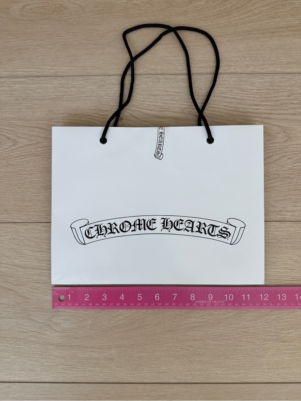 Chrome Hearts White Paper Bag with Black Logo and Handles